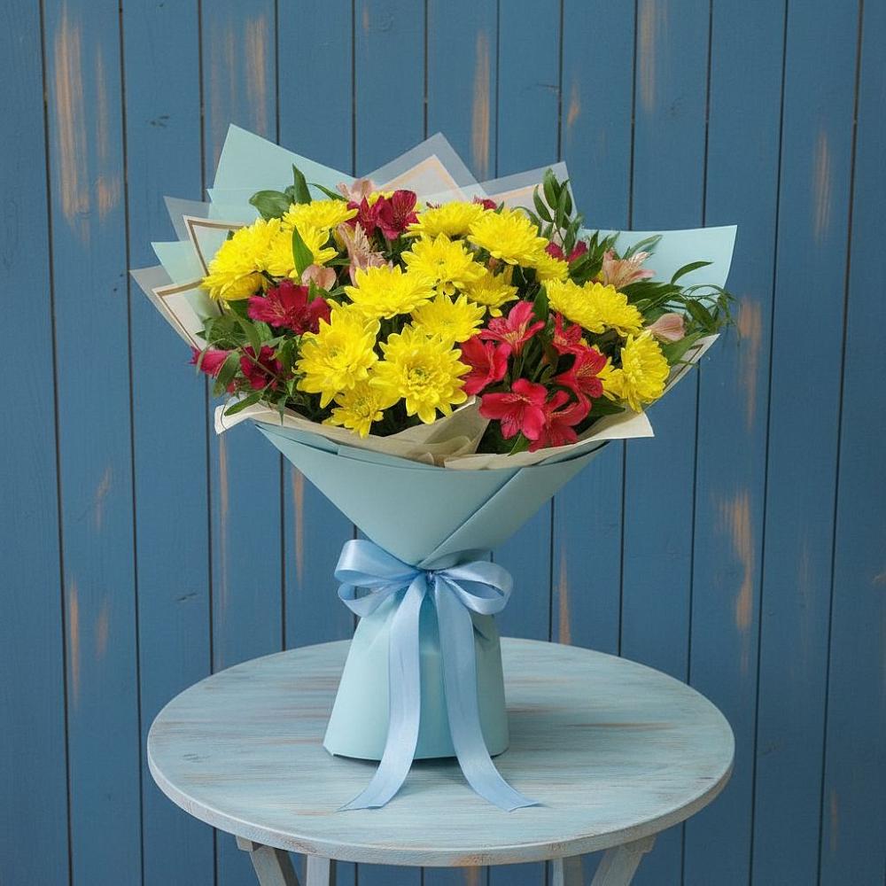 Букет цветов из: Альстромерии и Хризантемы в Сельхозтехнике