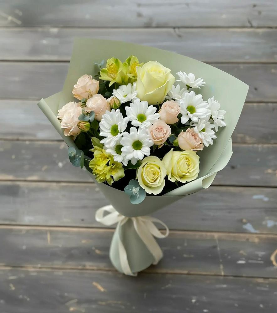 Букет цветов из: Альстромерии, Розы и Хризантемы в Сельхозтехнике