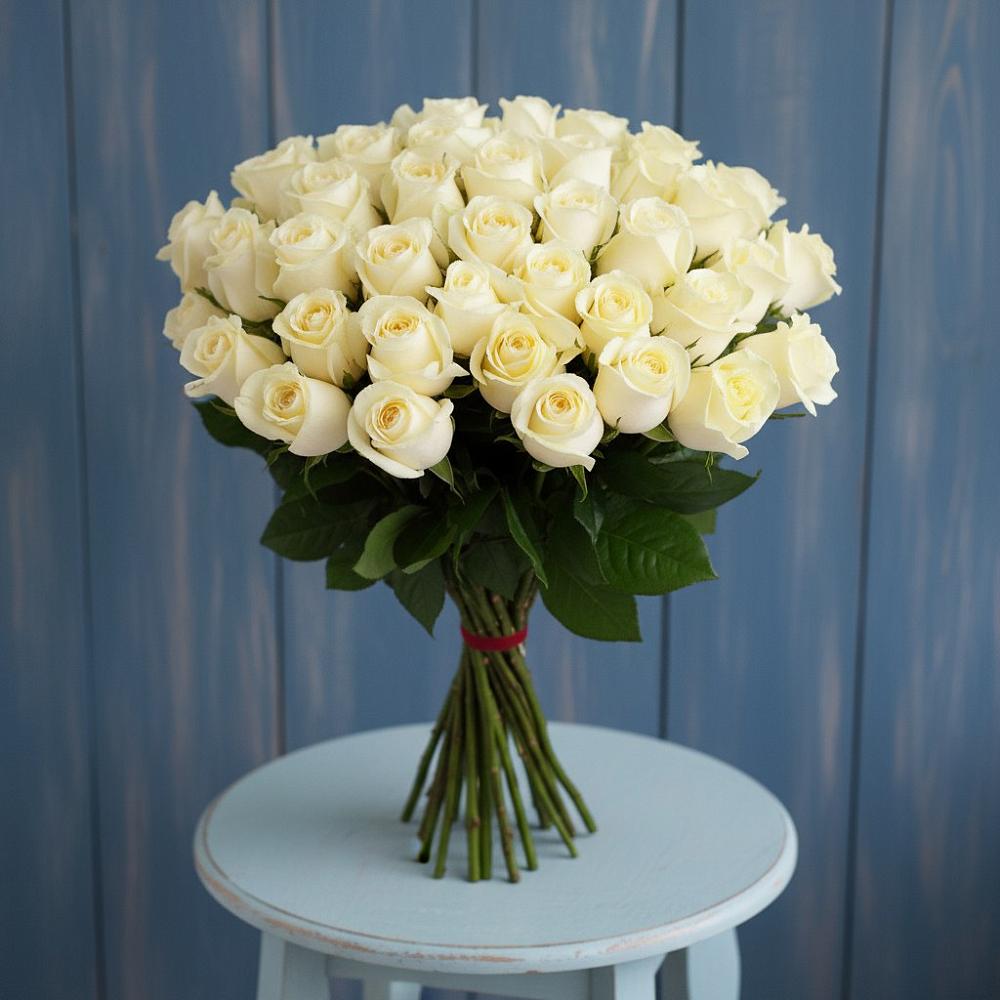 Букет 51 Белая роза Эдлесс Лав в Сельхозтехнике
