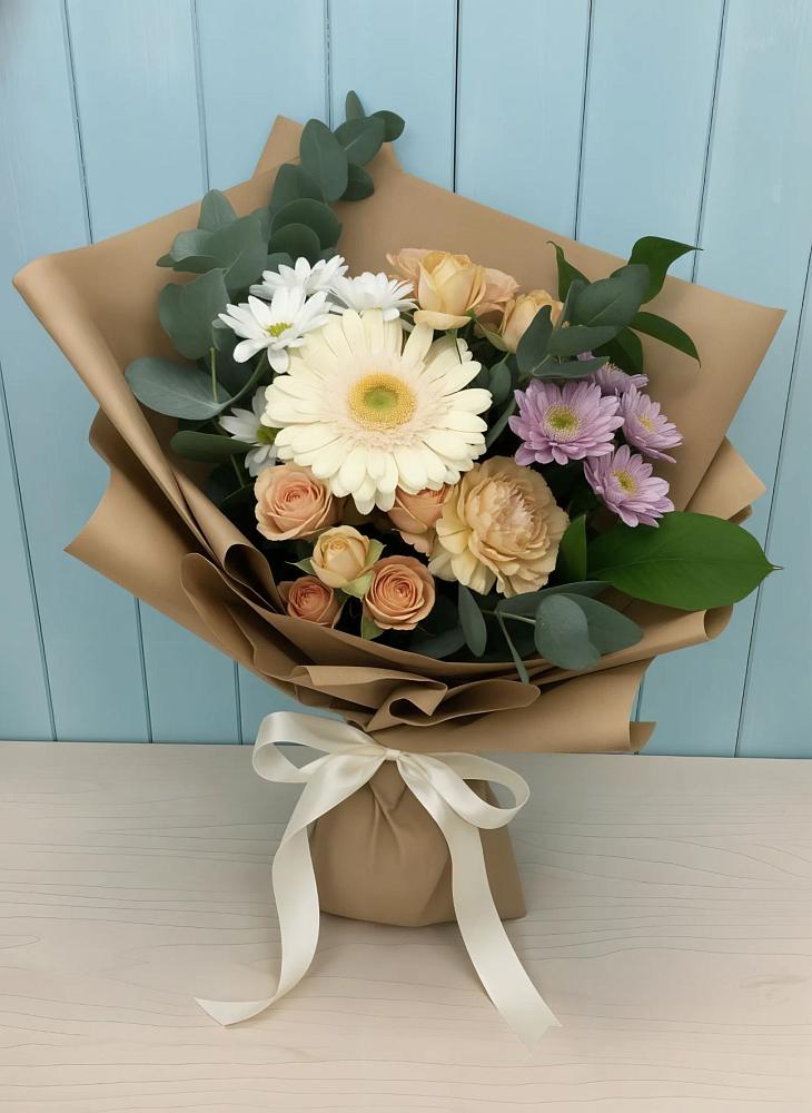 Букет цветов из: Герберы и Хризантемы в Сельхозтехнике