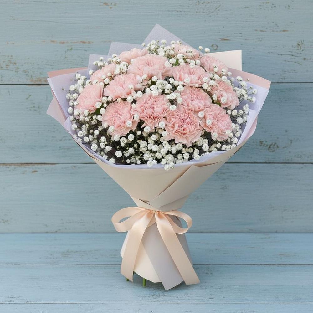 Букет цветов из: Гвоздики в Сельхозтехнике