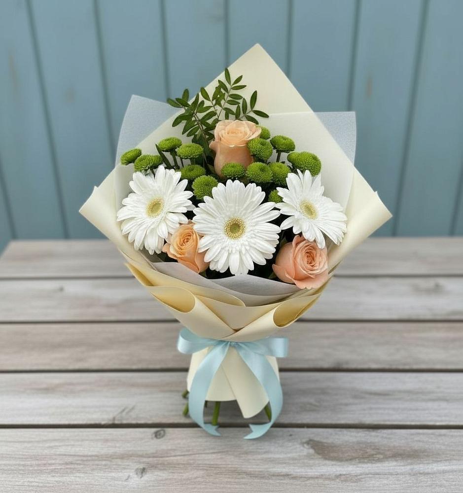 Букет цветов из: Герберы, Розы и Хризантемы в Сельхозтехнике