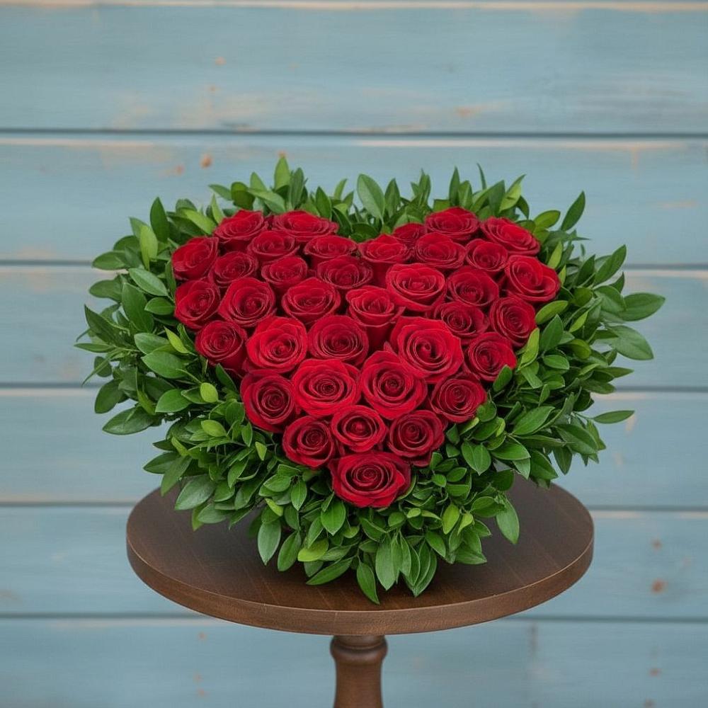 Цветочная композиция из Розы в виде сердца в Сельхозтехнике