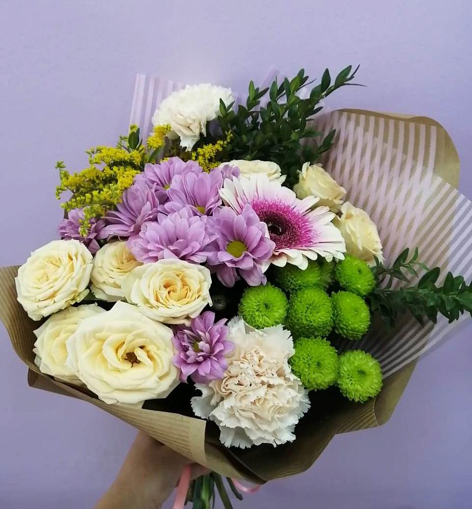 Букет цветов из: Хризантемы, Розы, Гвоздики и Герберы в Сельхозтехнике