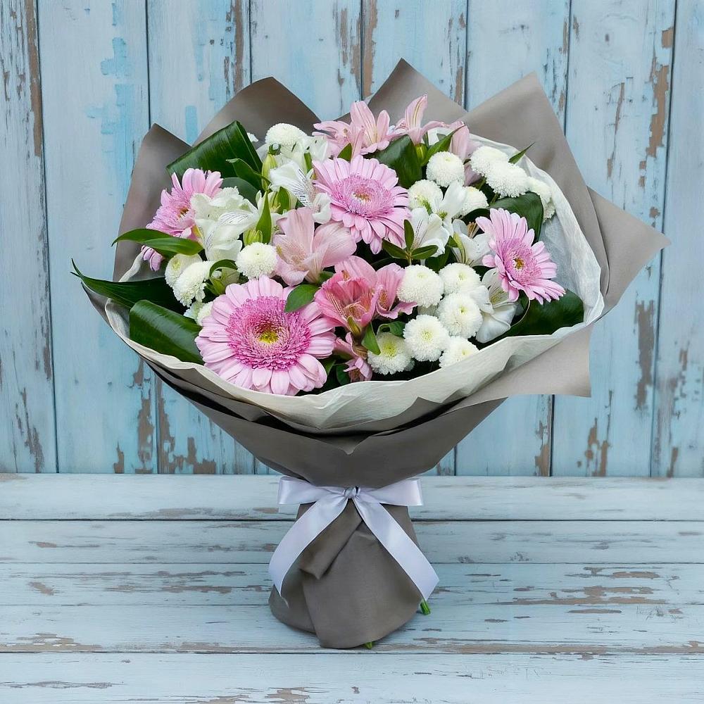 Букет цветов из: Герберы, Альстромерии и Хризантемы в Сельхозтехнике