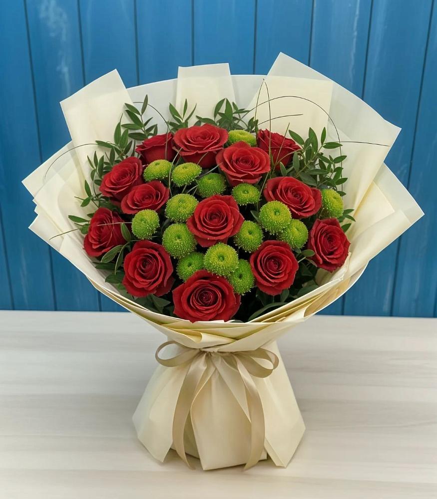 Букет цветов из: Розы и Хризантемы в Сельхозтехнике